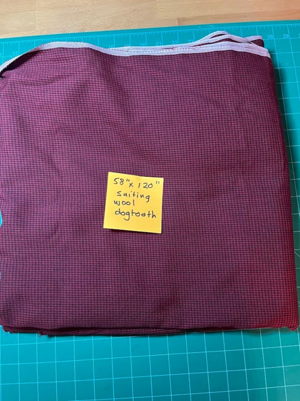 Berry Red Wool Dogtooth Suiting Fabric